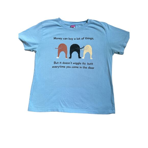 LAT Tops - LAT Wiggling Dog Butt Light Blue T Shirt Size L Large